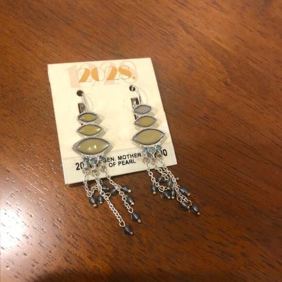 2028 Silver Tone Yellow Blue Mother Of Pearl Drop Earrings NWT. - Picture 5 of 11